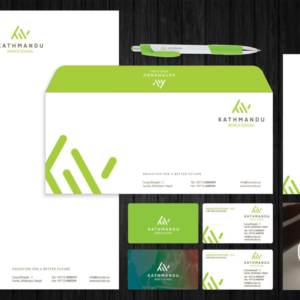 Kathmandu World School logo and corporate identity (CI) design by TheSquare